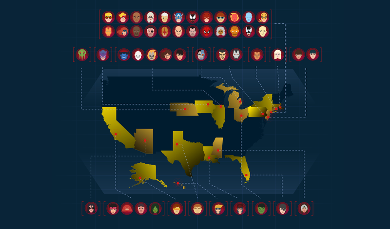 Illustration for article titled An Astonishing Global Map of Marvel Character Origins